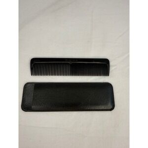 Stanley Vintage Black Pocket Comb with Textured Protective Sleeve Travel Size 5"